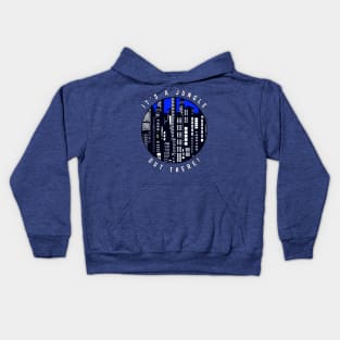 It's a Jungle Out There Black and White Cityscape with a Touch of Blue Kids Hoodie